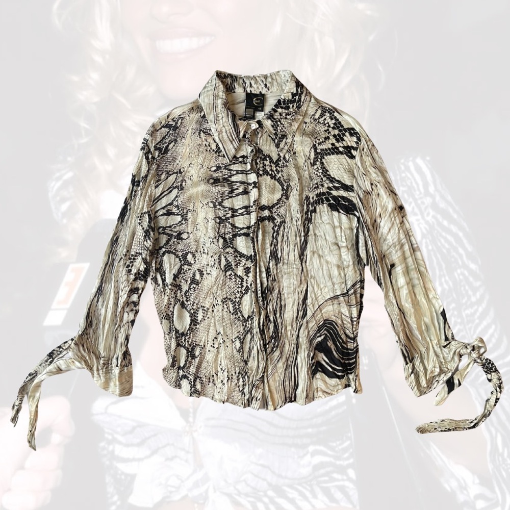 ¡RARE! S/S 01' Cavalli Satin Blouse 🐍